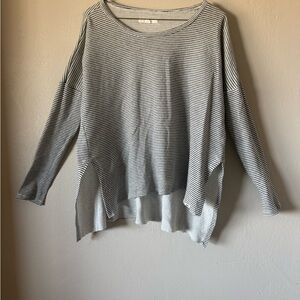 Vans Striped Waffle Knit Thermal Long Sleeve High-Low Top